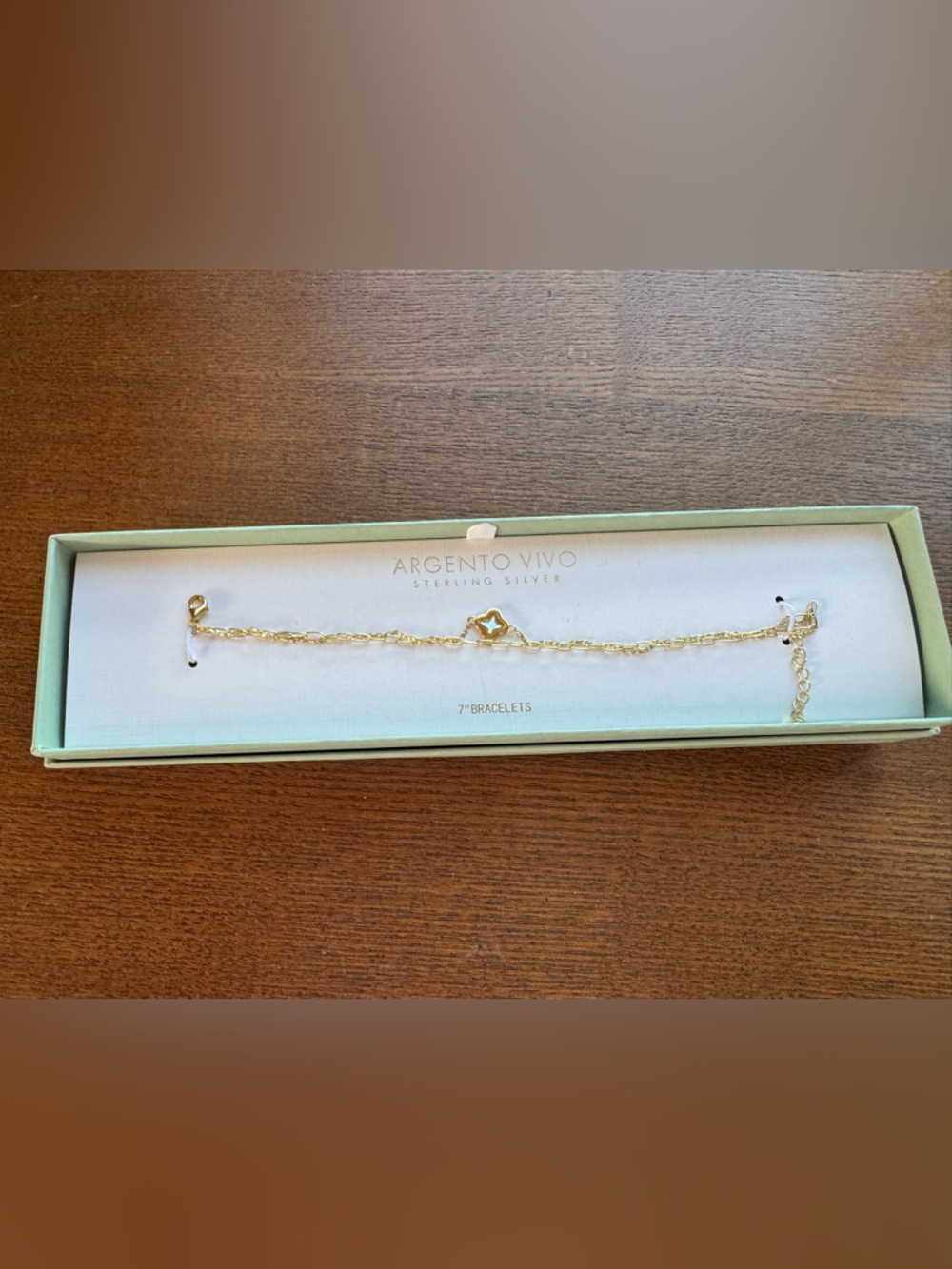Argento Vivo Gold-Plated Sterling Silver  Clover Station 7” Bracelet.- NIB